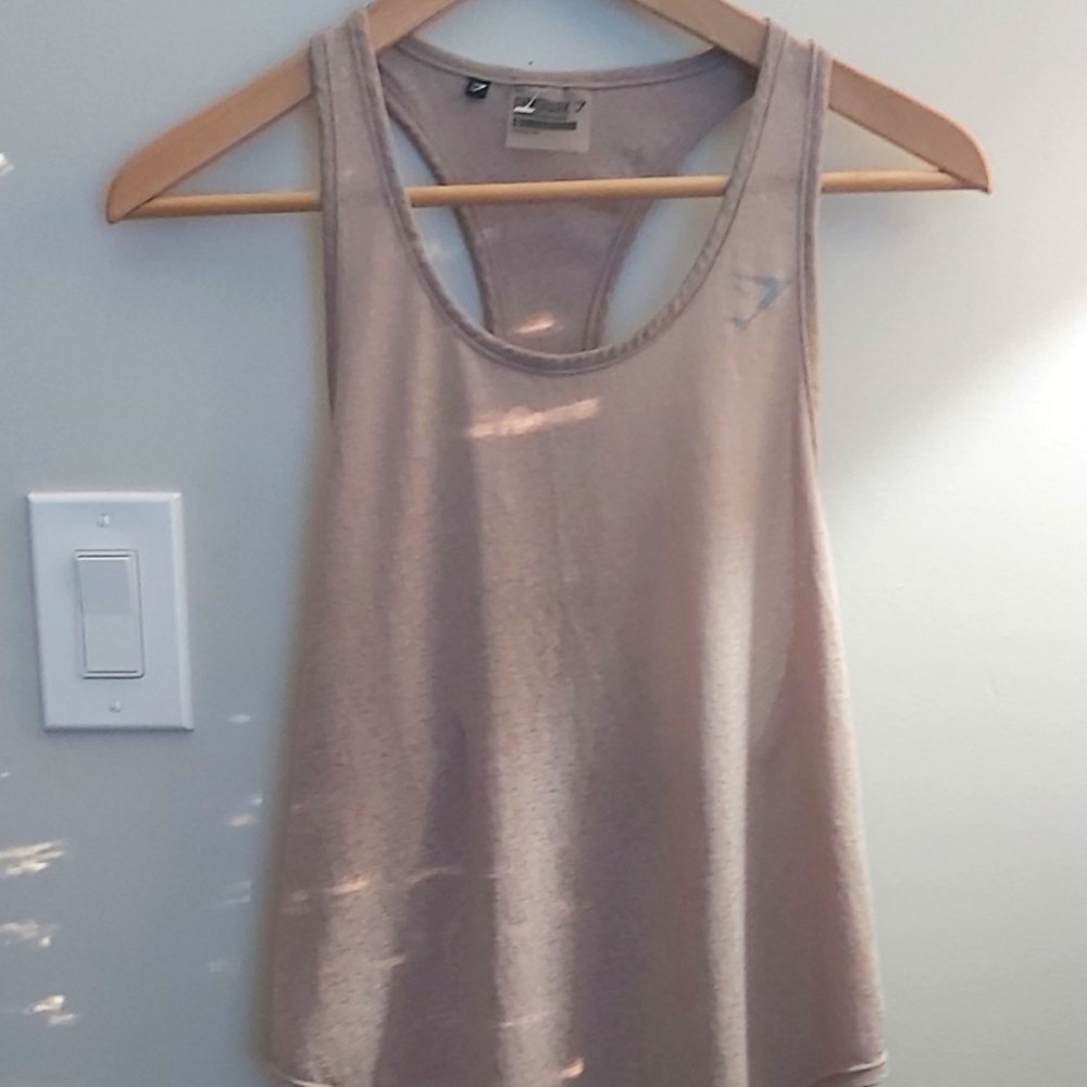 Gymshark tank top sheer nude workout racerback  taupe yoga women"s
